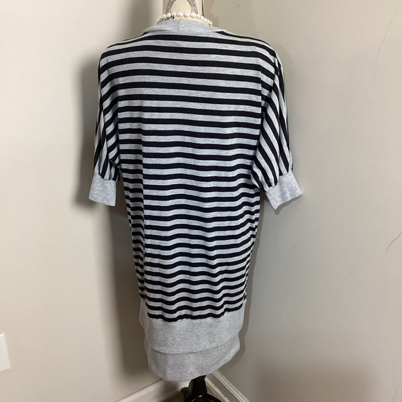 .117 Simple Addition Women’s Grey Black Stripes Sweater (Cardigan) Midi Dress - Picture 3 of 3